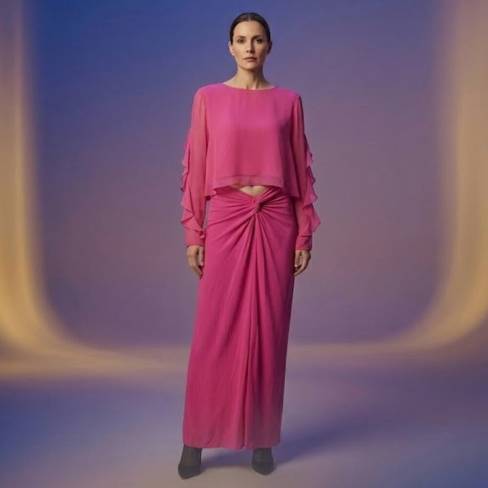 Bisou Bisou Pink Two-Piece Skirt Set